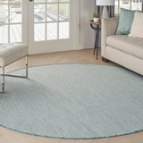 Nourison Courtyard Indoor/Outdoor Ivory/Aqua 6' x Round Area Rug, Easy Cleaning, Non Shedding, Bed Room, Living Room, Dining Room, Backyard, Deck, Patio (6 Round)