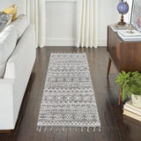 Nourison Asilah Grey/Ivory 2'2" x 8'2" Area Rug, Modern, Moroccan, Easy Cleaning, Non Shedding, Bed Room, Living Room, Dining Room, Kitchen, (8' x Runner)