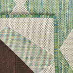 Nourison Positano 4' x 6' Blue Green Indoor/Outdoor Area Rug, Easy Cleaning, Non Shedding, Retro Geometric Pattern