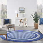 Nourison Whimsicle Geometric Navy 8' x Round Area Rug, Easy Cleaning, Non Shedding, Bed Room, Living Room, Dining Room, Kitchen (8 Round)