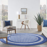 Nourison Whimsicle Geometric Navy 8' x Round Area Rug, Easy Cleaning, Non Shedding, Bed Room, Living Room, Dining Room, Kitchen (8 Round)