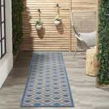 Nourison Aloha Indoor/Outdoor Blue/Grey 2'3" x 10' Area Rug, Easy Cleaning, Non Shedding, Bed Room, Living Room, Dining Room, Deck, Backyard, Patio (2x10)
