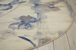 Nourison Somerset Floral Ivory/Blue 5'6" x ROUND Area-Rug, Easy-Cleaning, Non Shedding, Bed Room, Living Room, Dining Room, Kitchen (6 Round)