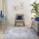 Nourison Whimsicle Traditional Grey Blue 6' x 9' Area Rug, Easy Cleaning, Non Shedding, Bed Room, Living Room, Dining Room, Kitchen (6x9)
