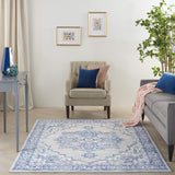 Nourison Whimsicle Traditional Grey Blue 6' x 9' Area Rug, Easy Cleaning, Non Shedding, Bed Room, Living Room, Dining Room, Kitchen (6x9)