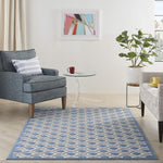 Nourison Aloha Indoor/Outdoor Blue/Grey 3'6" x 5'6" Area Rug, Easy Cleaning, Non Shedding, Bed Room, Living Room, Dining Room, Deck, Backyard, Patio (4x6)