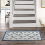 Nourison Garden Party Ivory Blue 2'2" x 3'9" Area Rug, Traditional, Trellis, Bed Room, Living Room, Dining Room, Kitchen, Easy Cleaning, Non Shedding, (2' x 4')