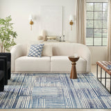 Nourison Grafix Abstract Blue Grey 5'3" x 7'3" Area -Rug, Easy -Cleaning, Non Shedding, Bed Room, Living Room, Dining Room, Kitchen (5x7)