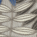 Nourison Aloha Indoor/Outdoor Grey/Blue 2'3" x 10' Area Rug, Easy Cleaning, Non Shedding, Bed Room, Living Room, Dining Room, Backyard, Deck, Patio (2x10)