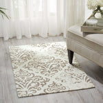 Nourison Damask Vintage Ivory 2'3" x 3'9" Area -Rug, Easy -Cleaning, Non Shedding, Bed Room, Living Room, Dining Room, Kitchen (2x4)