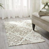 Nourison Damask Vintage Ivory 2'3" x 3'9" Area -Rug, Easy -Cleaning, Non Shedding, Bed Room, Living Room, Dining Room, Kitchen (2x4)