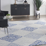Nourison Whimsicle Tribal Grey Blue 7' x 10' Area Rug, Easy Cleaning, Non Shedding, Bed Room, Living Room, Dining Room, Kitchen (7x10)