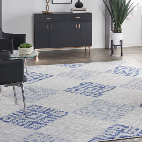 Nourison Whimsicle Tribal Grey Blue 7' x 10' Area Rug, Easy Cleaning, Non Shedding, Bed Room, Living Room, Dining Room, Kitchen (7x10)