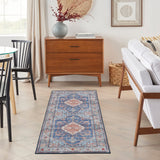 Nourison Fulton Vintage Blue 1'10" x 5' Area -Rug, Easy -Cleaning, Non Shedding, Bed Room, Living Room, Dining Room, Kitchen (2x5)