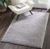 Nourison Malibu Shag Solid Silver Grey 3'11" x 5'11" Area-Rug, Easy-Cleaning, Non Shedding, Bed Room, Living Room, Dining Room, Kitchen (4x6)