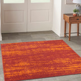 Nourison Essentials Indoor/Outdoor Red 5' x Square Area Rug, Easy Cleaning, Non Shedding, Bed Room, Living Room, Dining Room, Backyard, Deck, Patio (5 Square)