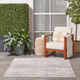 Nourison Essentials 60" Square Contemporary Indoor/Outdoor Rug in Gray/Ivory