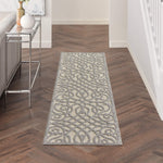 Nourison Palamos Indoor/Outdoor Cream Grey 2'2" x 7'6" Area Rug, Easy Cleaning, Non Shedding, Bed Room, Living Room, Dining Room, Backyard, Deck, Patio (2x8)