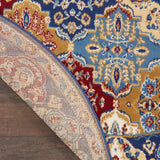Nourison Grafix Traditional Multicolor 5'3" x Round Area -Rug, Easy -Cleaning, Non Shedding, Bed Room, Living Room, Dining Room, Kitchen (5 Round)