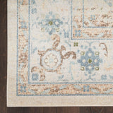 Nourison Astra Machine Washable Ivory Blue 5'3" x 7' Area Rug, Easy Clean, Non Shedding, Bed Room, Living Room, Dining Room, Kitchen (5' x 7')