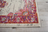 Nourison Passion Ivory/Fuchsia 2'2'' x 7'6'' Area-Rug, Boho, Traditional, Easy-Cleaning, Non Shedding, Bed Room, Living Room, Hallway, (8' Runner)