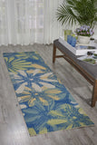 Nourison Home & Garden Indoor/Outdoor Blue 2'3" x 8' Area Rug, Easy Cleaning, Non Shedding, Bed Room, Living Room, Dining Room, Kitchen (2x8)