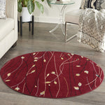 Nourison Grafix Red 4' x Round Area Rug, Modern, Botanical , Bed Room, Living Room, Dining Room, Kitchen, Easy Clean, Non Shedding, (4' Round)