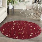 Nourison Grafix Red 4' x Round Area Rug, Modern, Botanical , Bed Room, Living Room, Dining Room, Kitchen, Easy Clean, Non Shedding, (4' Round)
