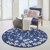 Nourison TRA04 Tranquil Bohemian Floral Navy Area Rug 5'XROUND, 5'3" x Round