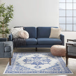 Nourison Whimsicle Traditional Ivory Blue 5' x 7' Area Rug, Easy Cleaning, Non Shedding, Bed Room, Living Room, Dining Room, Kitchen (5x7)