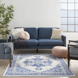 Nourison Whimsicle Traditional Ivory Blue 5' x 7' Area Rug, Easy Cleaning, Non Shedding, Bed Room, Living Room, Dining Room, Kitchen (5x7)