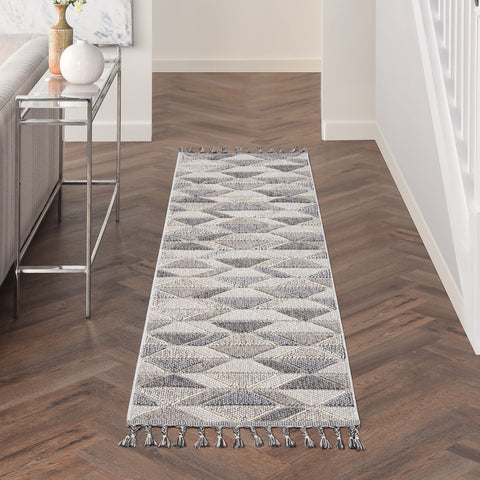 Nourison Elwood Grey/Charcoal 2'2" x 8'2" Area Rug, Modern, Geometric, Easy Cleaning, Non Shedding, Bed Room, Living Room, Dining Room, Kitchen, (8' x Runner)