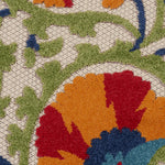 Nourison Aloha Indoor/Outdoor Red/Multi 4' x Round Area Rug, Easy Cleaning, Non Shedding, Bed Room, Living Room, Dining Room, Deck, Backyard, Patio (4 Round)