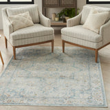 Nourison Astra Machine Washable Traditional Light Blue 4' x 6' Area -Rug, Easy -Cleaning, Non Shedding, Bed Room, Living Room, Dining Room, Kitchen (4x6)
