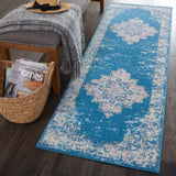 Nourison Grafix Blue 2' x 6' Area Rug Easy Clean, Non Shedding, Bed Room, Living Room, Dining Room, Kitchen (6' Runner)