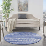 Nourison Whimsicle Tribal Navy Ivory 5' x round Area Rug, Easy Cleaning, Non Shedding, Bed Room, Living Room, Dining Room, Kitchen (5 Round)
