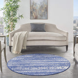 Nourison Whimsicle Tribal Navy Ivory 5' x round Area Rug, Easy Cleaning, Non Shedding, Bed Room, Living Room, Dining Room, Kitchen (5 Round)