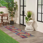 Nourison Aloha Indoor-Outdoor Navy Multicolor 2' x 6' Area Rug, Easy Cleaning, Non Shedding, Bed Room, Living Room, Dining Room, Backyard, Deck, Patio (2x6)