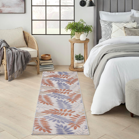 Nourison Aloha Indoor/Outdoor Blue Mocha 2' x 6' Area Rug, Easy Cleaning, Non Shedding, Bed Room, Living Room, Dining Room, Backyard, Deck, Patio (2x6)
