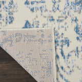 Nourison Jubilant Damask Ivory/Blue 2' x 4' Area -Rug, Easy -Cleaning, Non Shedding, Bed Room, Living Room, Dining Room, Kitchen (2x4)