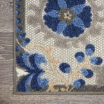 Nourison Aloha 2'3" x 12' Natural/Blue Outdoor Indoor/Outdoor Rug
