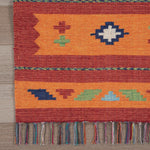 Nourison Baja Tribal Orange/Red 6'6" x 9'6" Area Rug, Easy Clean, Non Shedding, Bed Room, Living Room, Dining Room, Kitchen (6x9)