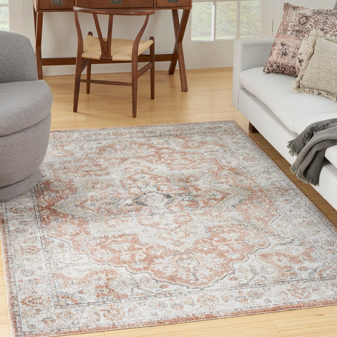 Nourison Astra Machine Washable Bohemian Gold/Multicolor 5'3" x 7' Area Rug, Easy Clean, Non Shedding, Bed Room, Living Room, Dining Room, Kitchen (5x7)