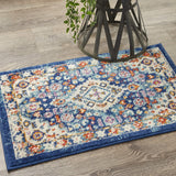 Nourison Passion Moroccan Blue/Multicolor 1'10" x 2'10" Area -Rug, Easy -Cleaning, Non Shedding, Bed Room, Living Room, Dining Room, Kitchen (2x3)
