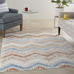 Nourison Elation Abstract Ivory Multicolor 2'3" x 7'6" Area -Rug, Easy -Cleaning, Non Shedding, Bed Room, Living Room, Dining Room, Kitchen (2x7)