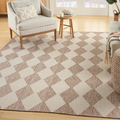 Nourison Positano Indoor/Outdoor Beige 5' x 7' Area Rug, Easy Cleaning, Non Shedding, Bed Room, Living Room, Dining Room, Backyard, Deck, Patio (5x7)