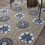 Nourison Aloha Indoor/Outdoor Grey/Blue 3'6" x 5'6" Area Rug, Easy Clean, Non Shedding, Bed Room, Living Room, Dining Room, Deck, Backyard, Patio (4x6)