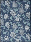 Nourison Garden Oasis Indoor/Outdoor Navy 5' x 7' Area Rug, Easy-Cleaning, Non Shedding, Bed Room, Living Room, Dining Room, Backyard, Deck, Patio (5x7)