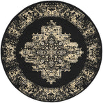 Nourison Grafix Black 4' x Round Area Rug Easy Clean, Non Shedding, Bed Room, Living Room, Dining Room, Kitchen (4' x Round)