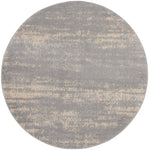 Nourison Essentials Indoor/Outdoor Solid Abstract Grey/Beige 8' x Round Area Rug, Easy Cleaning, Non Shedding, Bed Room, Living Room, Dining Room, Backyard, Deck, Patio (8 Round)